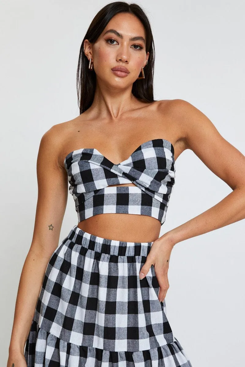 Check Singlet Top Crop Air Move