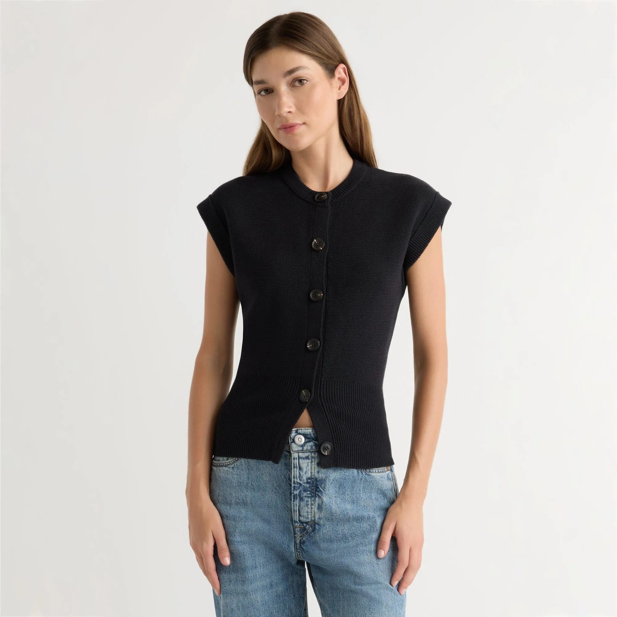 Solea Button Knit Vest Warm Touch Outdoor Comfort