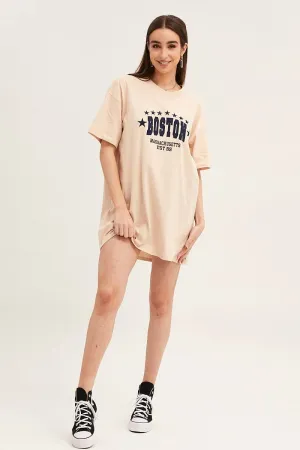 Brushed Interior Lining Beige Smock Top