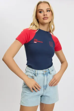 Essential Top Casual Style Wear Blue Graphic Tee Short Sleeve
