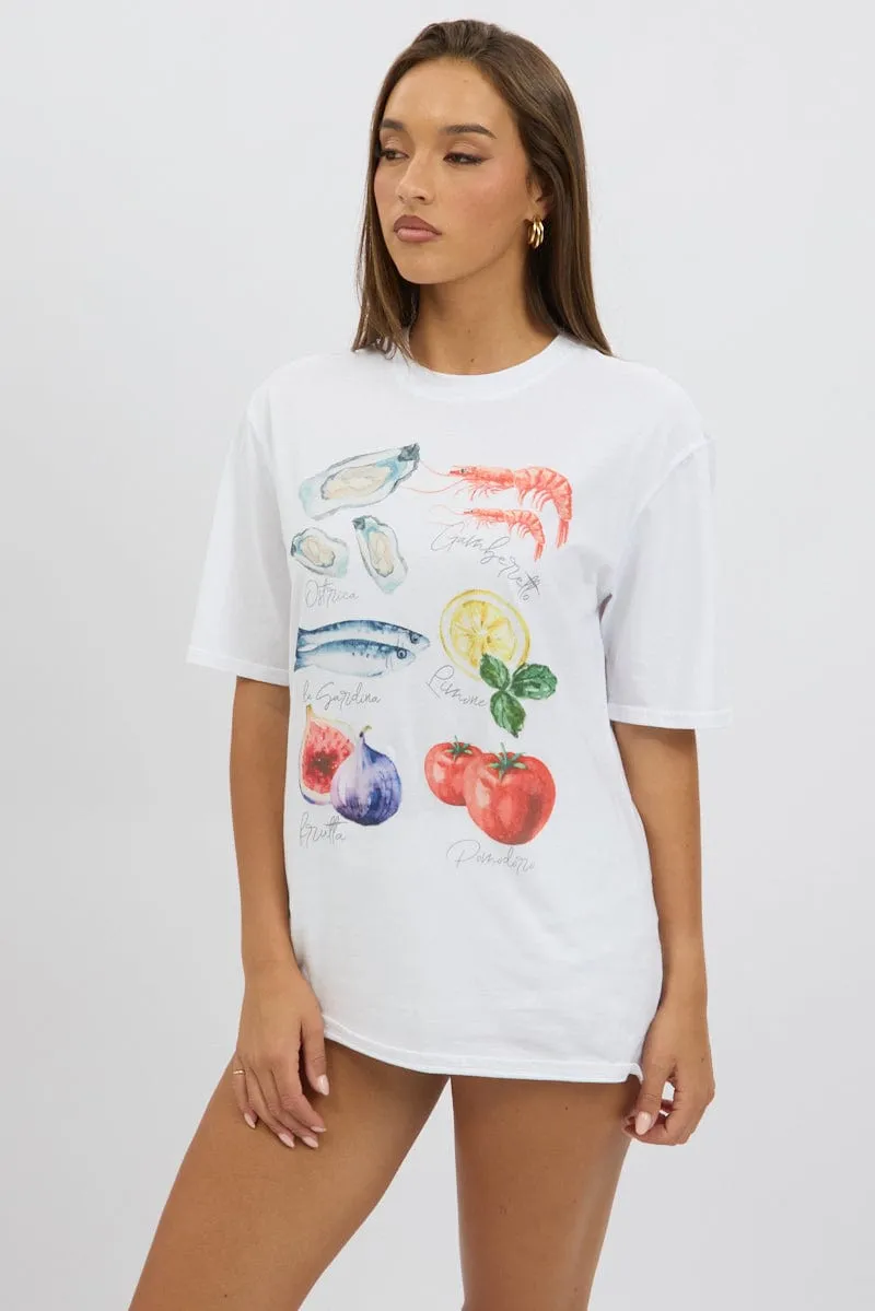 Hypoallergenic fabric Eco Friendly Fabric White Graphic Tee Short Sleeve