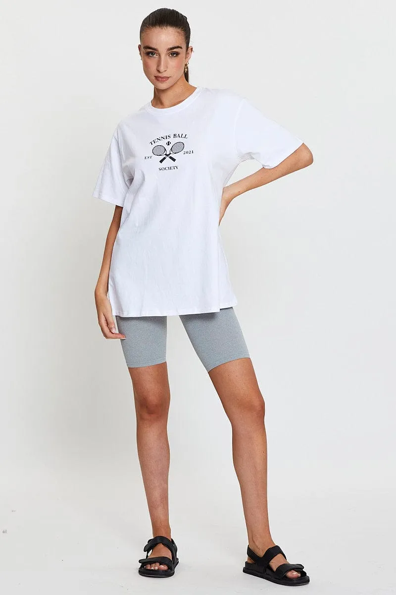 easygoing look Lightweight Fashion White Graphic T-Shirt Short Sleeve Oversized