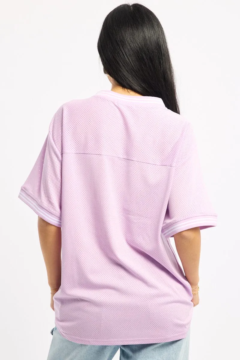 Purple Sport Tee Short Sleeve Hygroscopic Fiber Effortless Comfort Wear