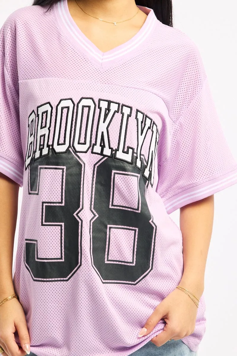 All-day Comfort OdorResistant Fabric Purple Sport Tee Short Sleeve