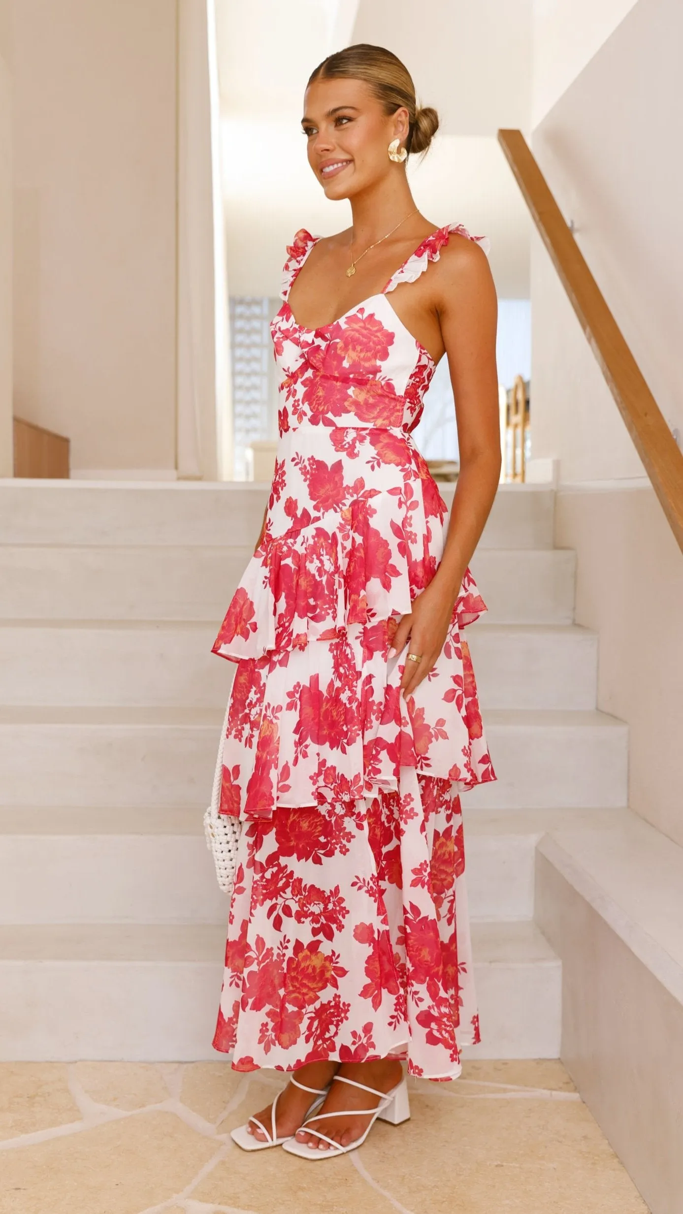 Rainbow Arch Stylish boho dress Achelle Maxi Dress - Red Floral