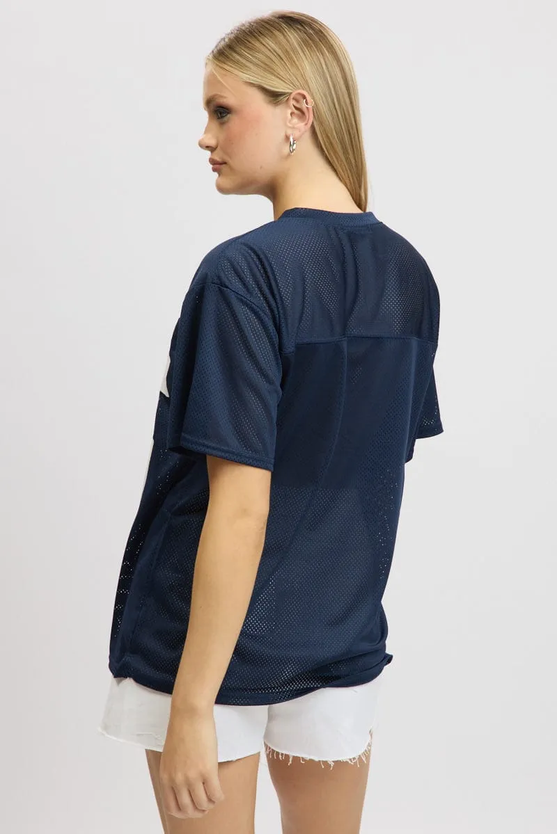 Casual Look Wear Relaxed Wearable Blue Sport Tee Short Sleeve