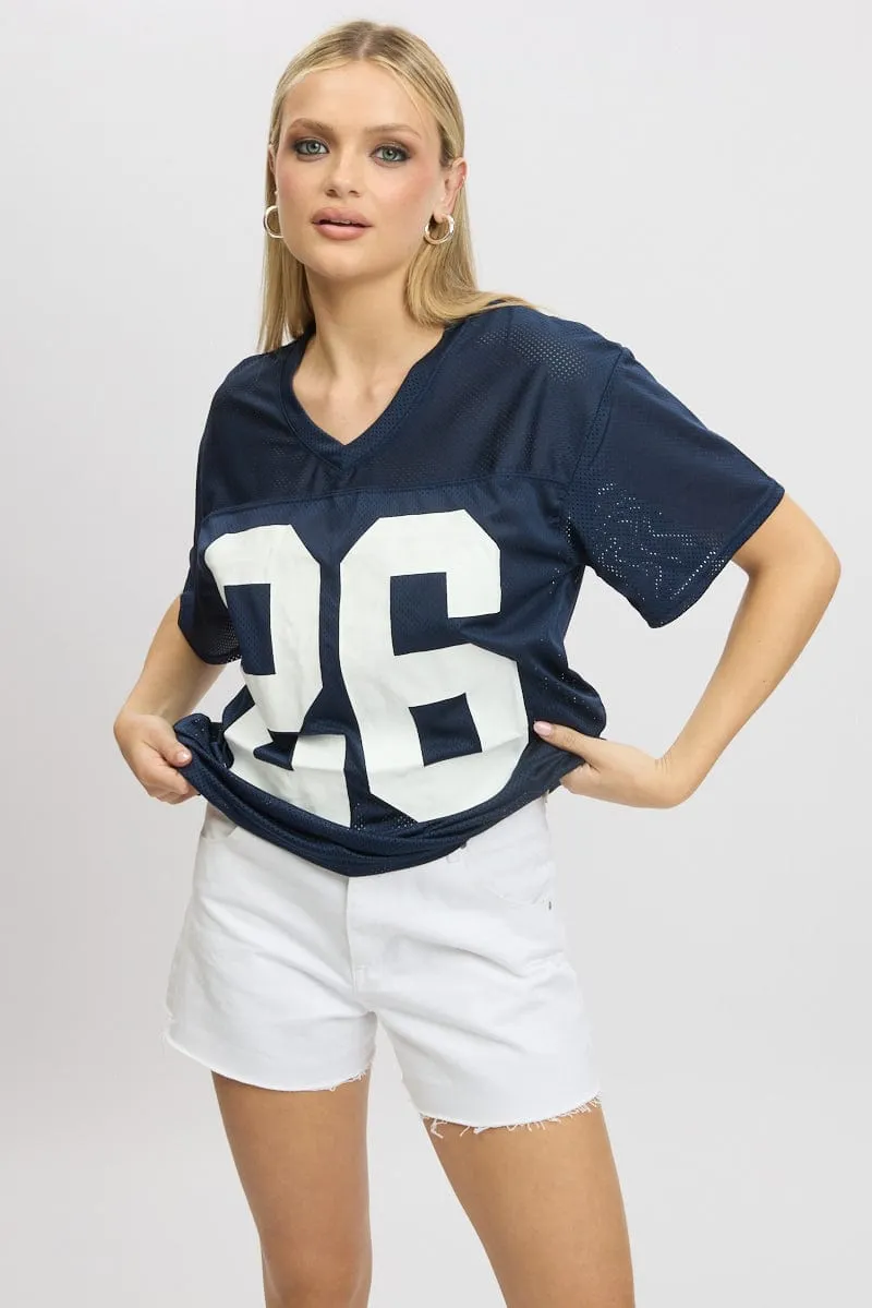 Weekend Smart loose fitting Blue Sport Tee Short Sleeve