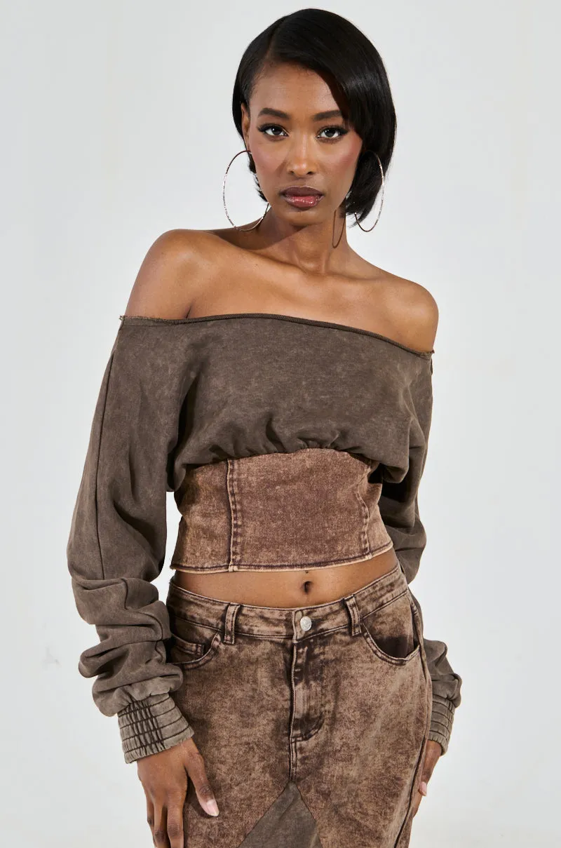 BROKE MY HEART OFF THE SHOULDER SWEATSHIRT Simple Layer
