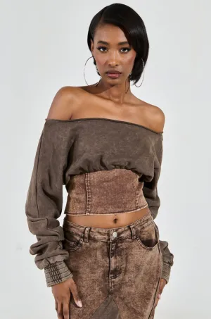 BROKE MY HEART OFF THE SHOULDER SWEATSHIRT Simple Layer