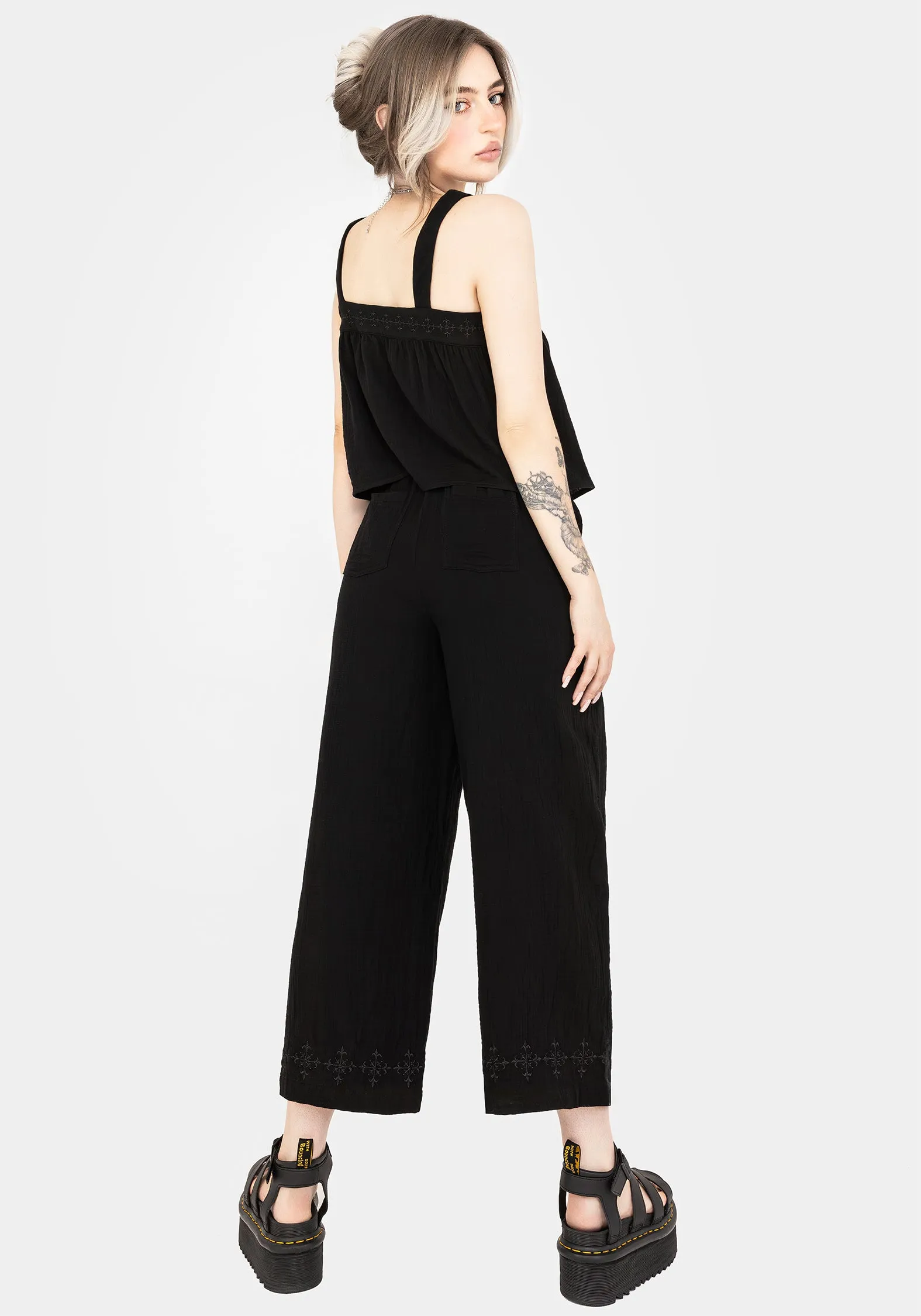Damara Embroidered Cotton Culottes Relaxed Fit