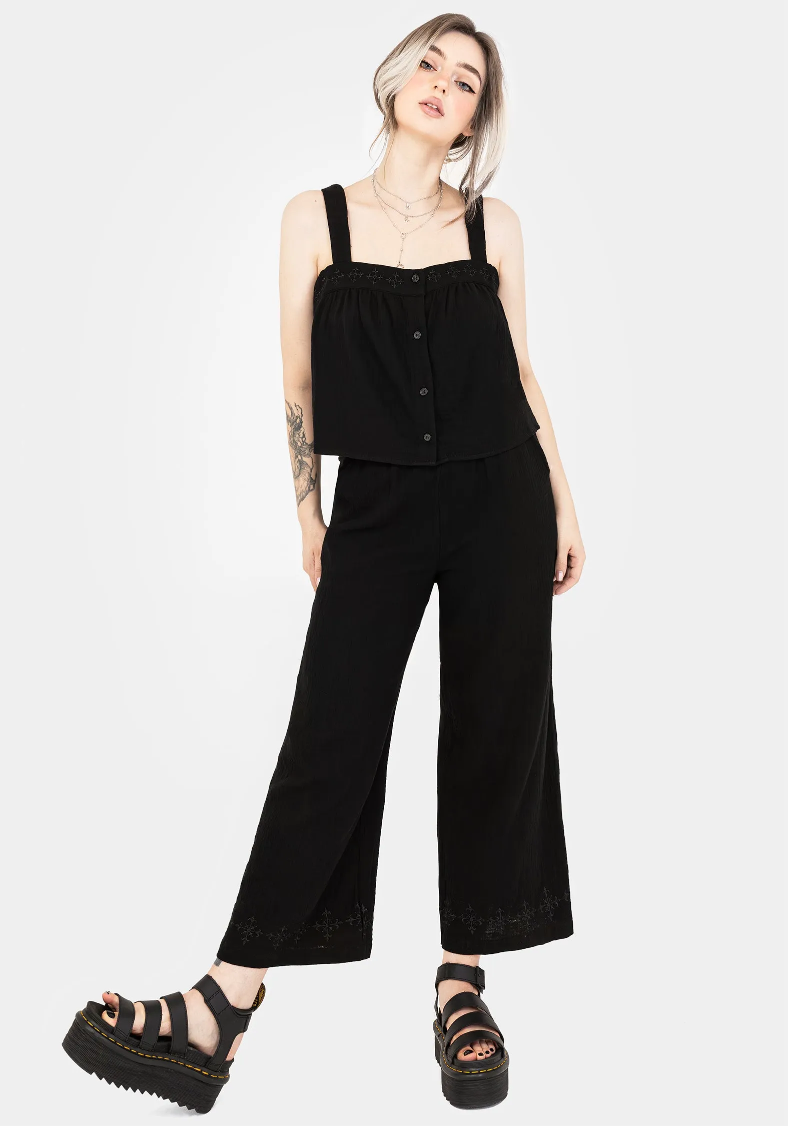 Damara Embroidered Cotton Culottes Soft Brush Lining Anti Odor Treatment