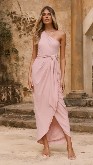 Denim Soft The flattering silhouette of this dress enhances your figure without compromising comfort Clara One Shoulder Maxi Dress - Dusty Pink