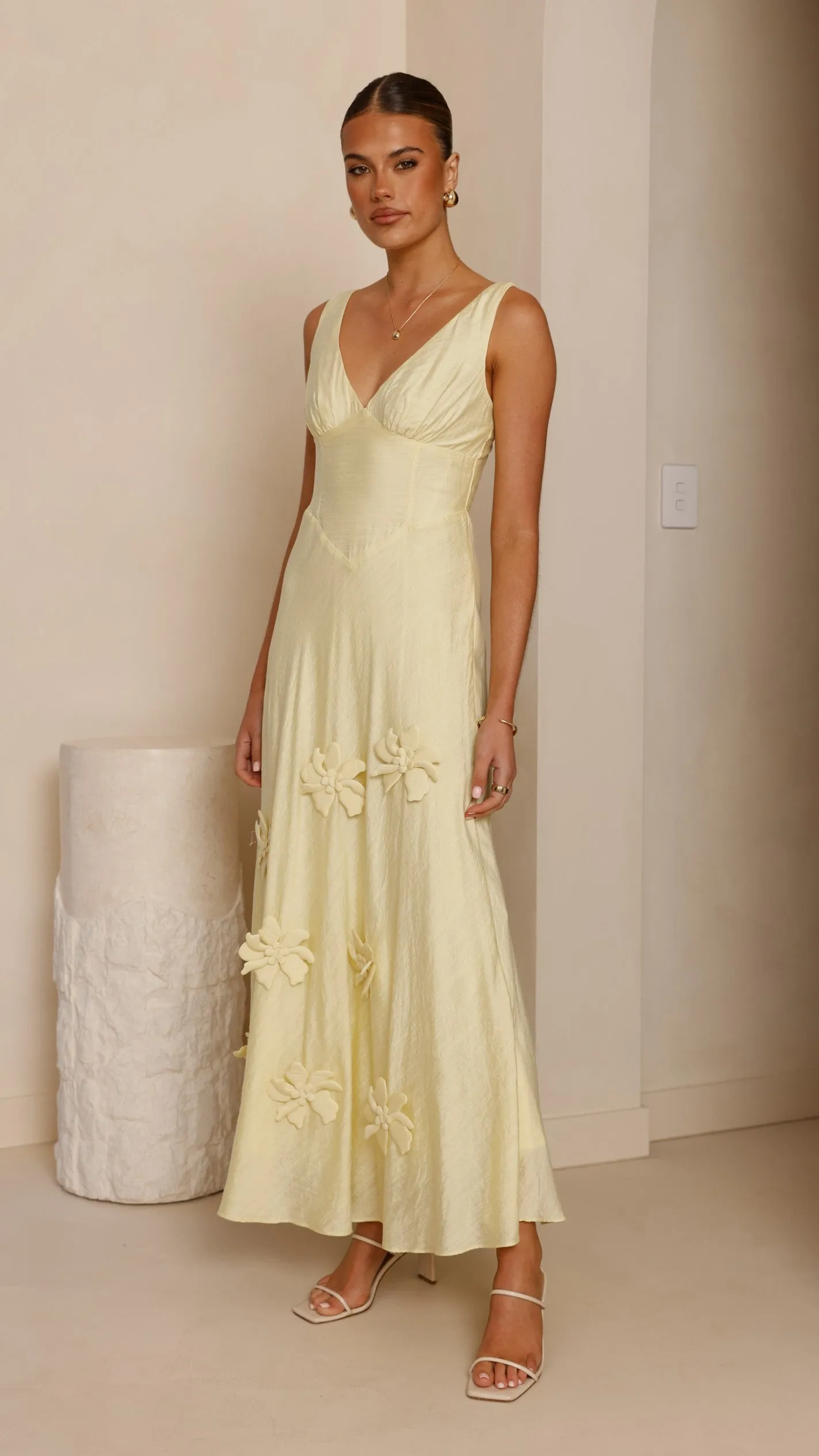 Gold Shine Canvas Soft Lavara Maxi Dress - Yellow