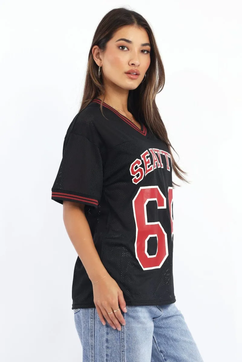 Black Sport Tee Short Sleeve Soft Design