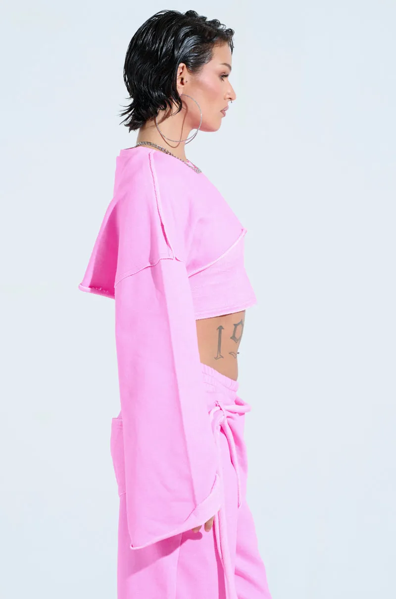 Cozy Comfort ISSA DOUBLE LAYER CROP SWEATSHIRT