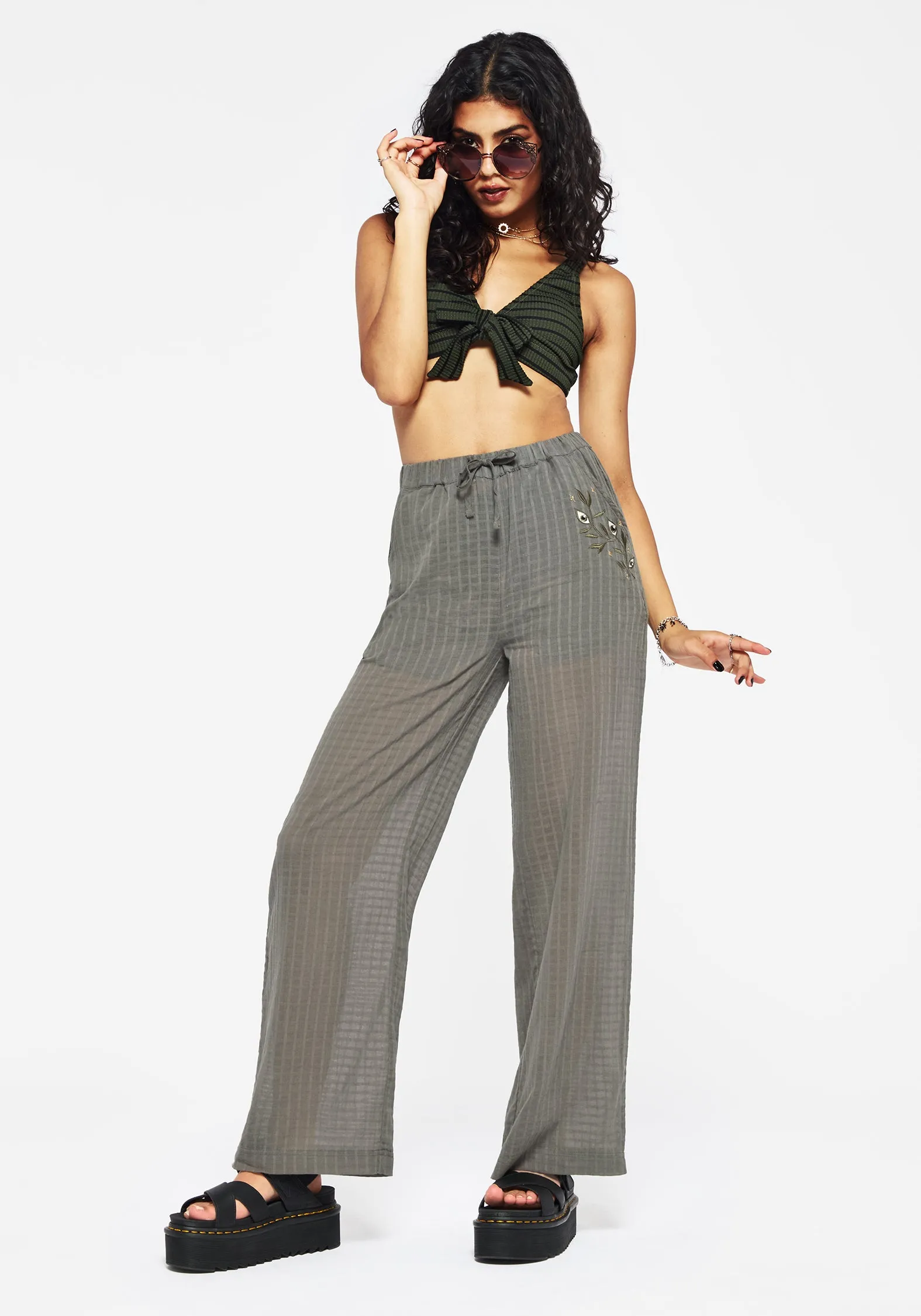 Koax Cotton Check Embroidered Beach Trouser Non Irritating Training Comfort