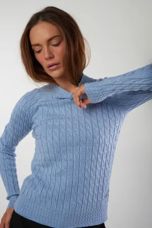 Cozy Midweight Fabric Breathable wear Chandail torsad?? ?? col rond - TINNA - (E-B3)