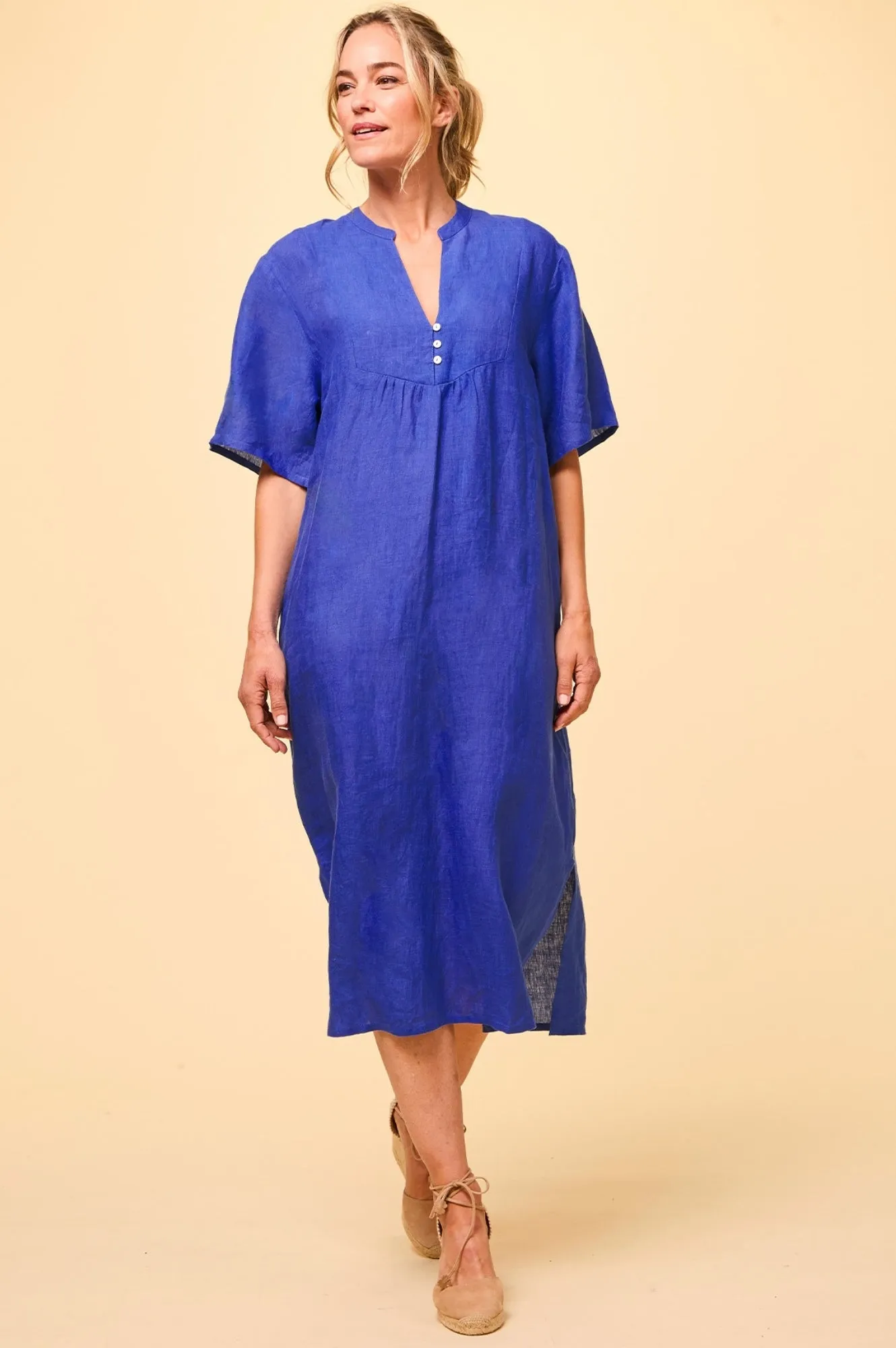 Ithaca Linen Dress | Cobalt All-day wear midi