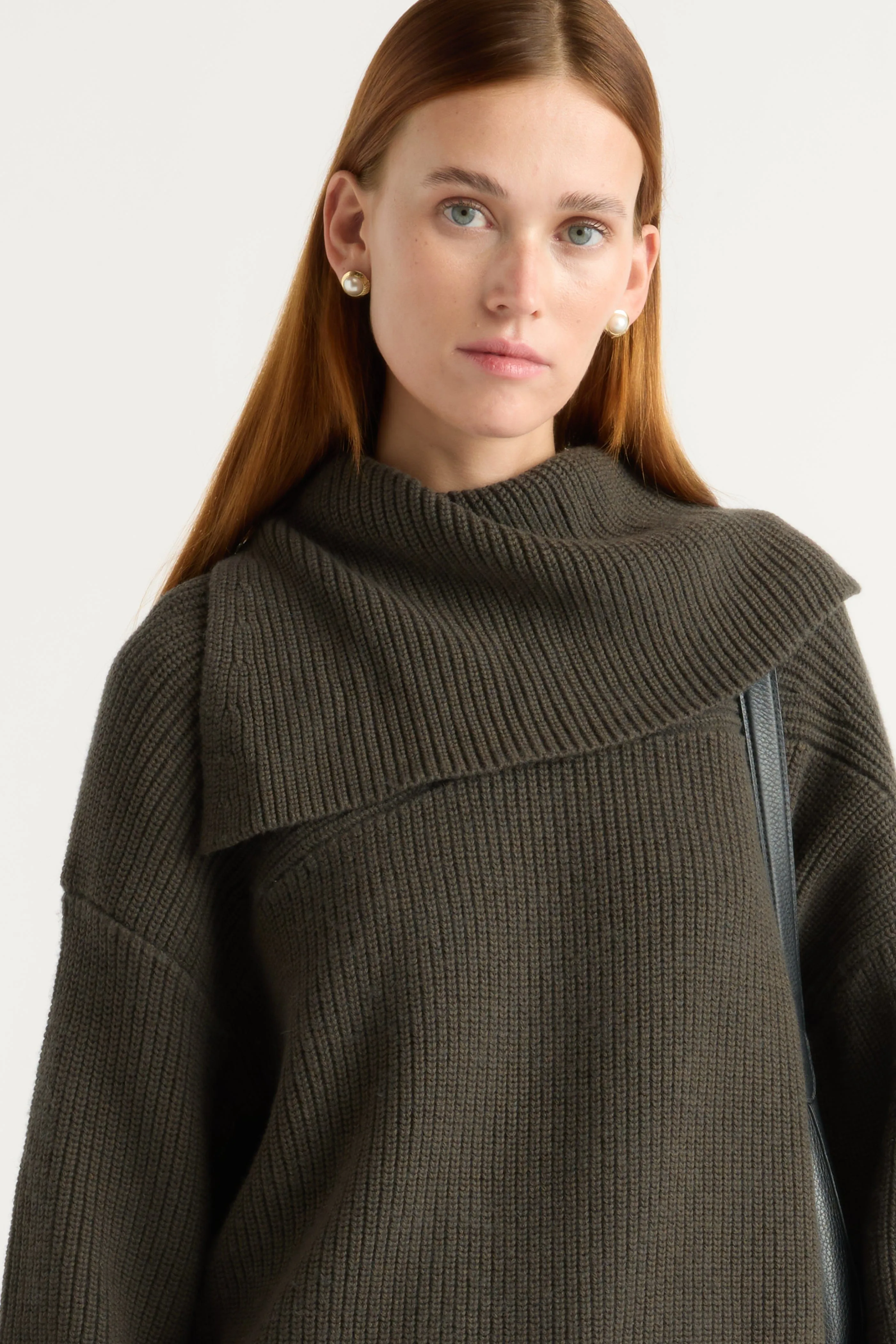 Ezra Organic Cotton-Wool Foldover-Collar Sweater Breathable wear