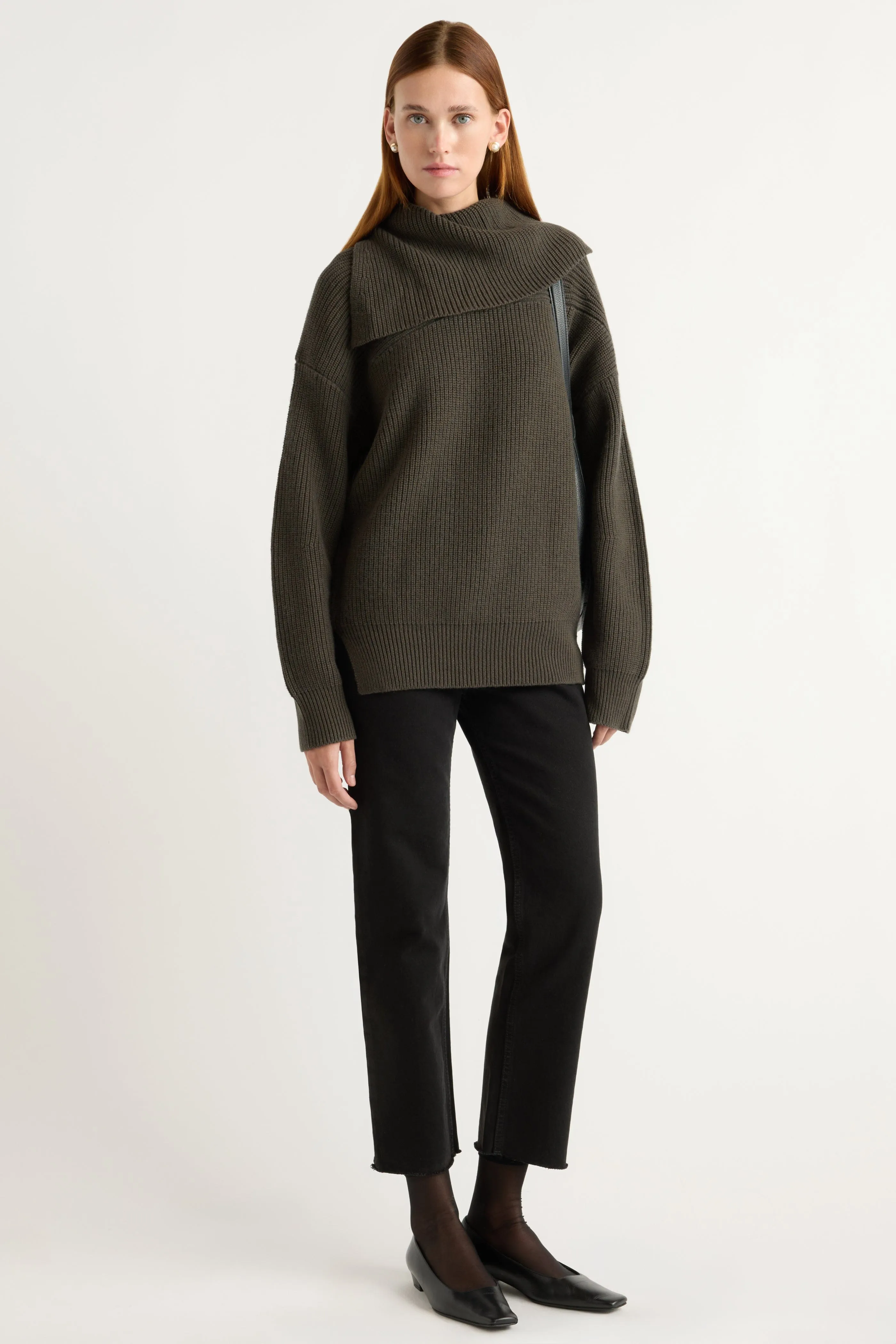 Cozy Appeal Hypoallergenic Fiber Ezra Organic Cotton-Wool Foldover-Collar Sweater