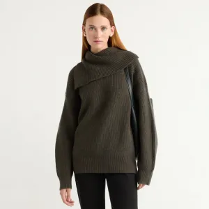 Ezra Organic Cotton-Wool Foldover-Collar Sweater Ribbed cuff Knit Comfort Wear