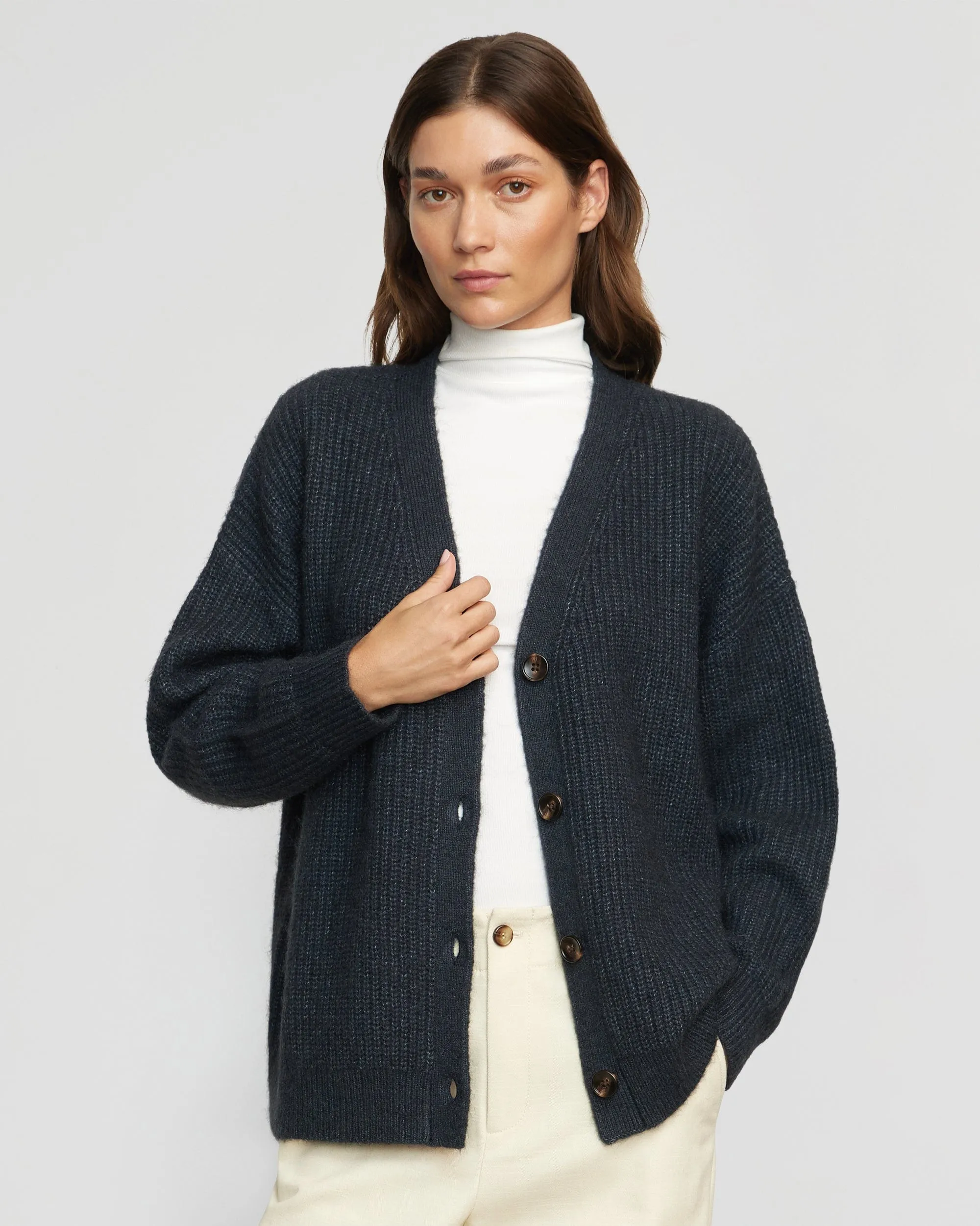 Bias Cut Hem Details Multipanel Construction Adley Oversized Cardigan