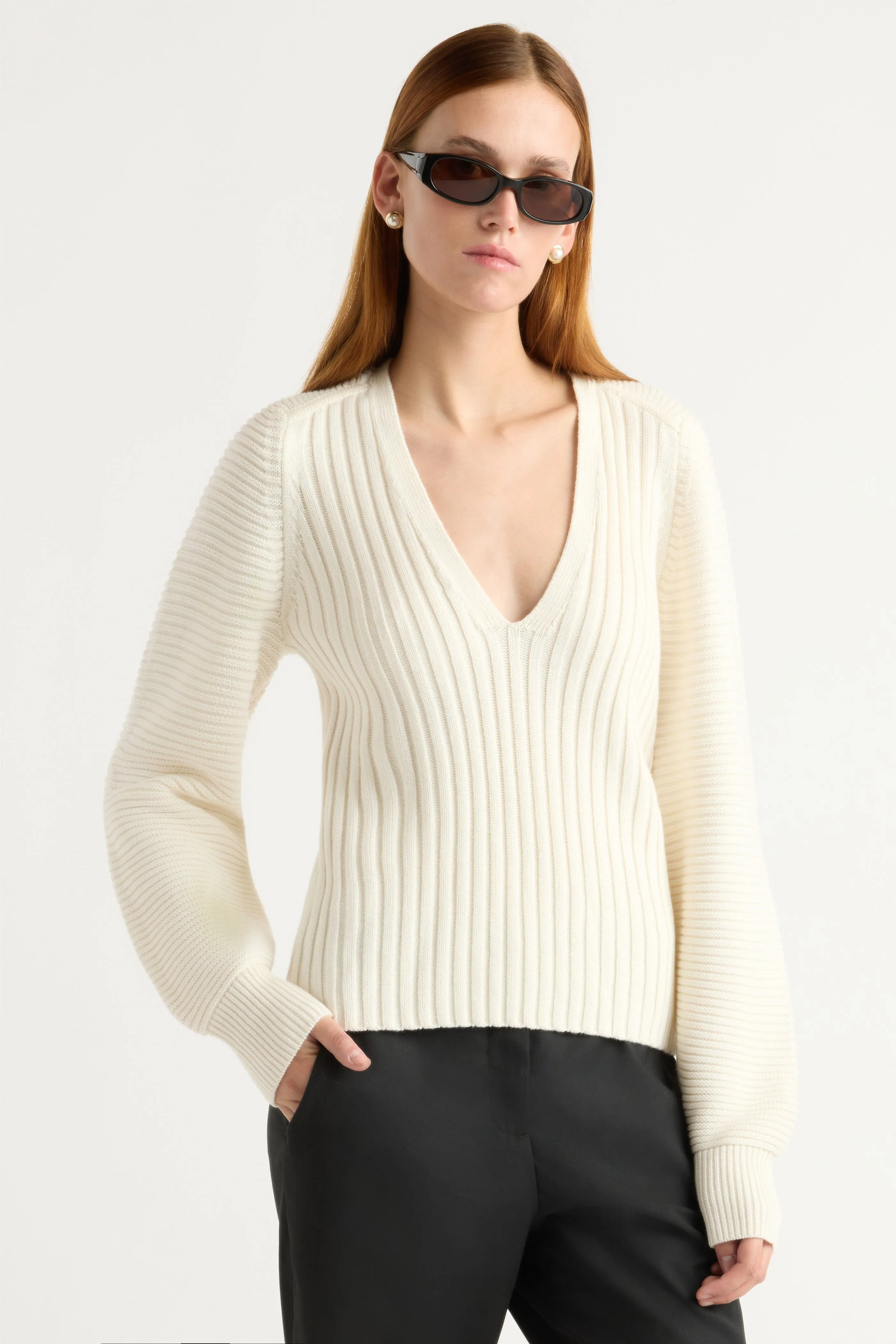 Chilly Chic Comfy And Warm Sanne Ottoman-Knit V-Neck Sweater