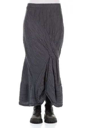Ruched Crinkled Violet Silk Skirt Comfort Waistline