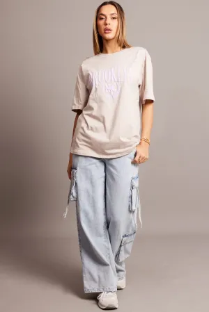 Grey Graphic Tee Short Sleeve Comfy and Versatile