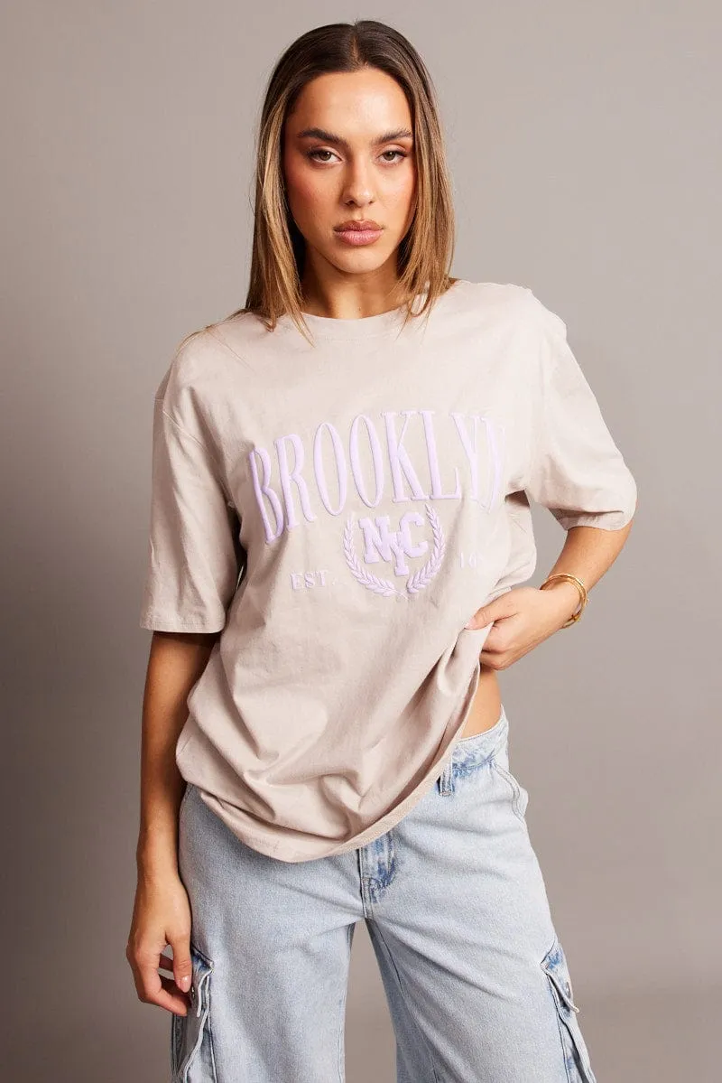 Essential Wardrobe Soft Breathable Grey Graphic Tee Short Sleeve
