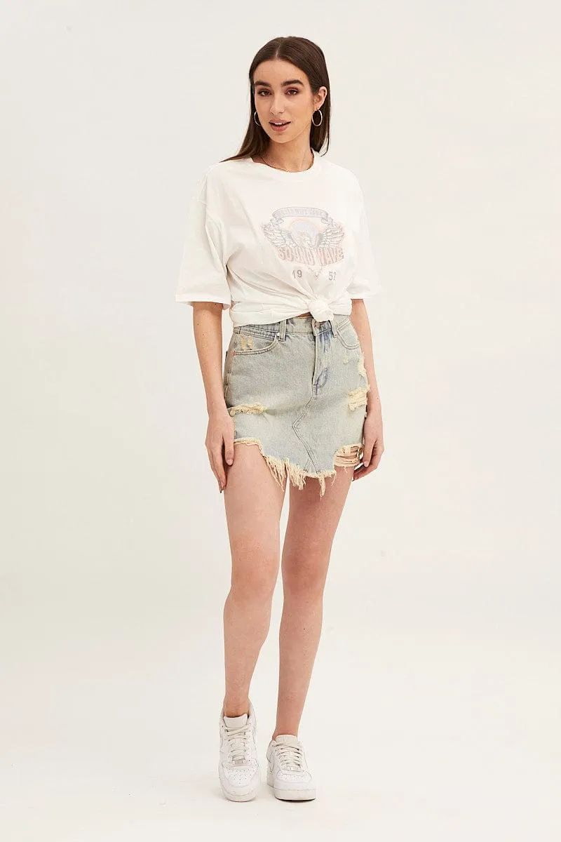 GentleWashResistance Stylish Day Wear White Crew Neck Oversized Graphic T-Shirt