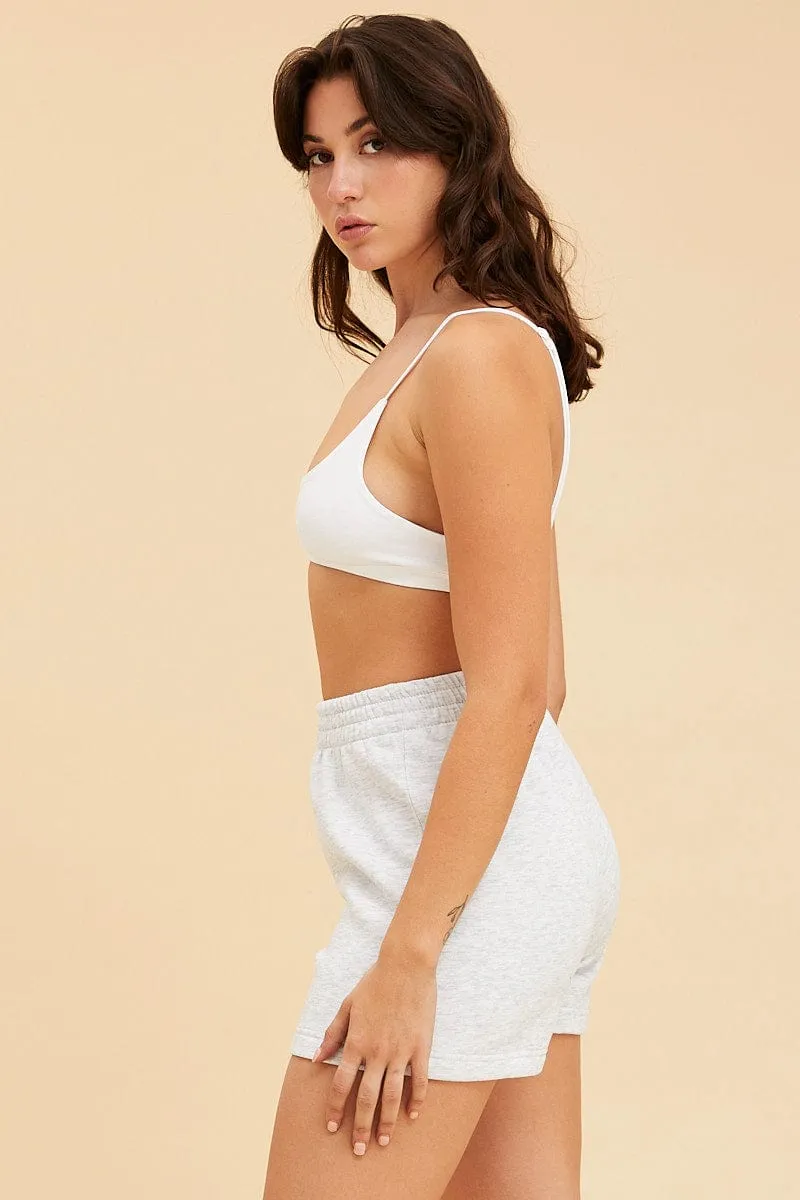 Grey Lounge Shorts Cotton Fleece Relaxed Fit Quick Dry Material watch