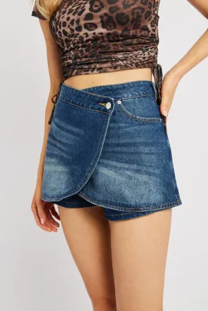 One size fits most Crisp Fit Denim Skort Skirt Low Rise