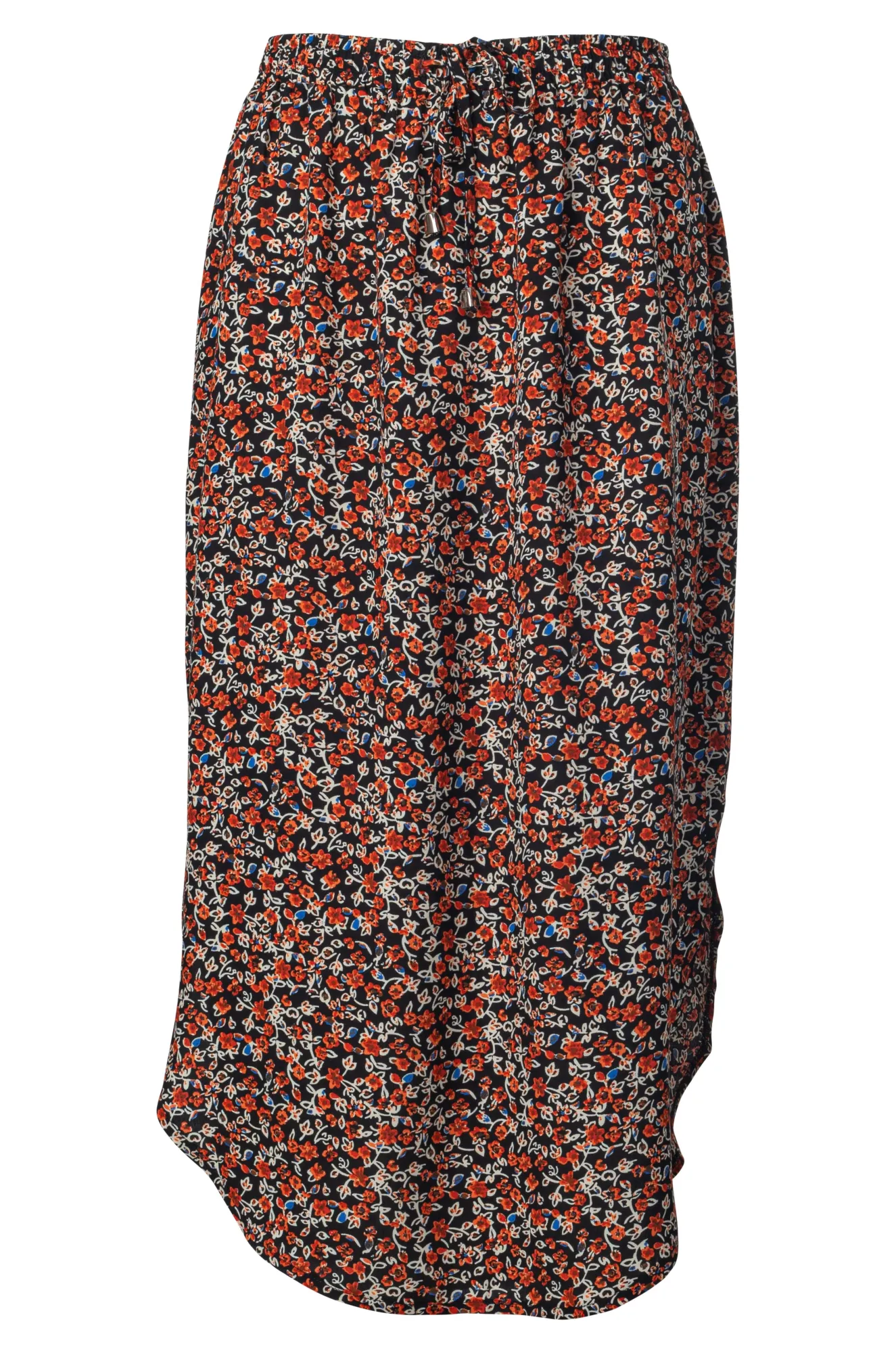 Curved hemline Skirt | Spice Black Mini Floral | 3362A1 Fresh Energy Influencer Style