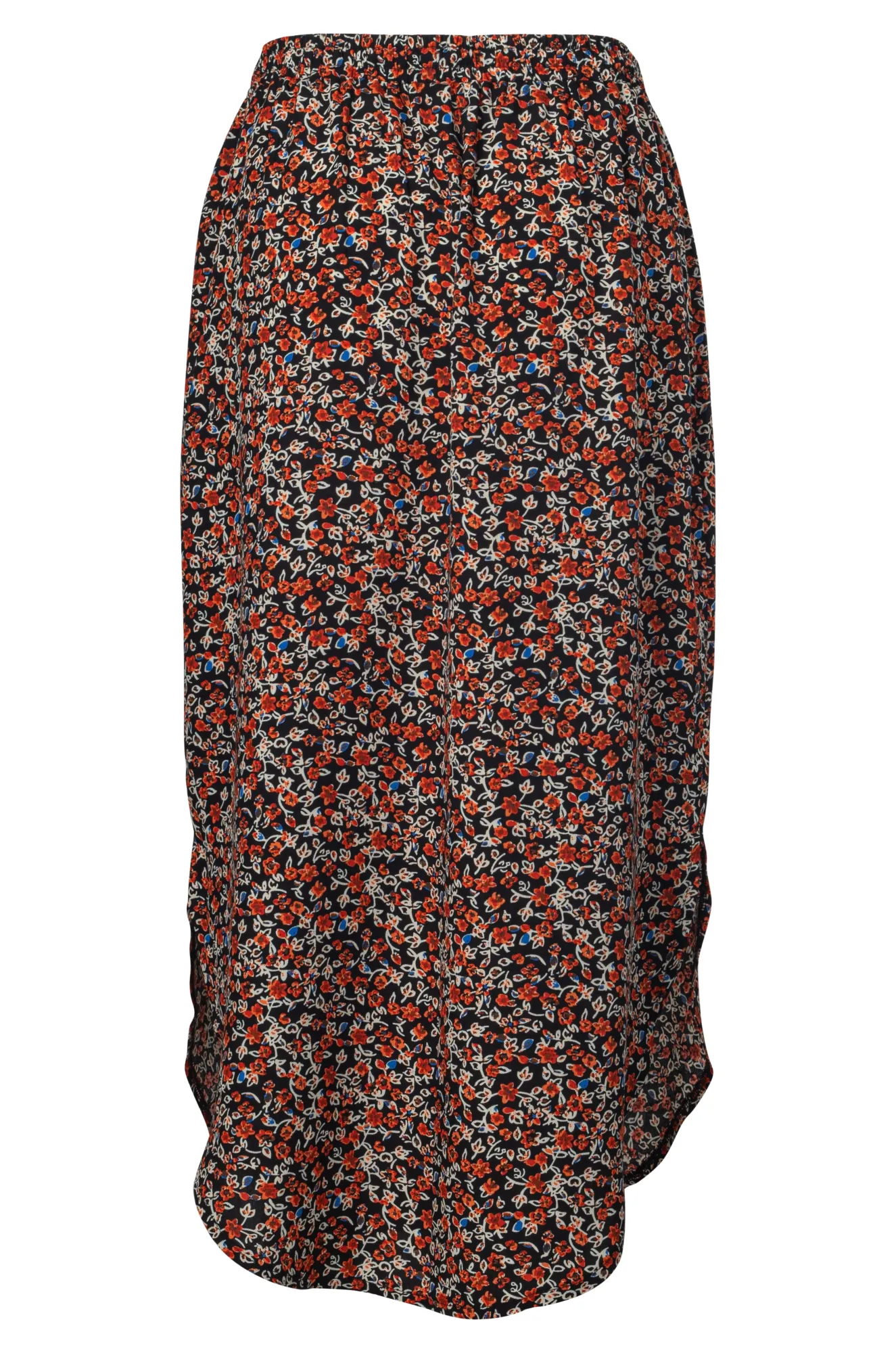 Flared hem Curved hemline Skirt | Spice Black Mini Floral | 3362A1