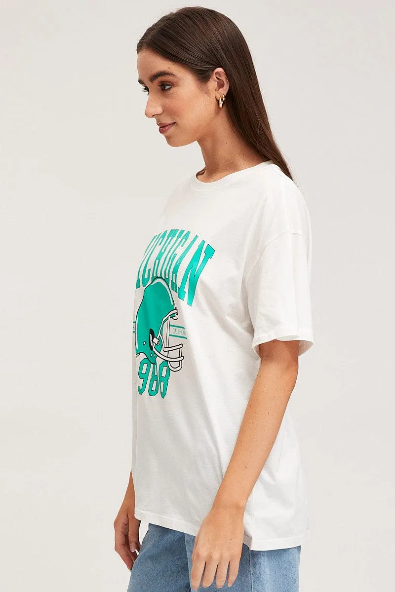 White Graphic T Shirt Short Sleeve Light Fit Wear