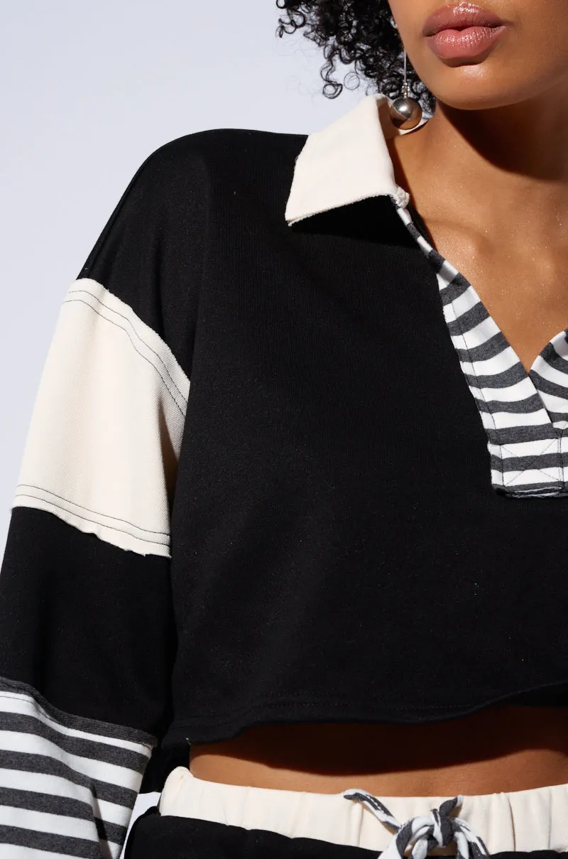 Chilly Day Wear Relaxed Comfort ON MY MIND CROP SWEATSHIRT