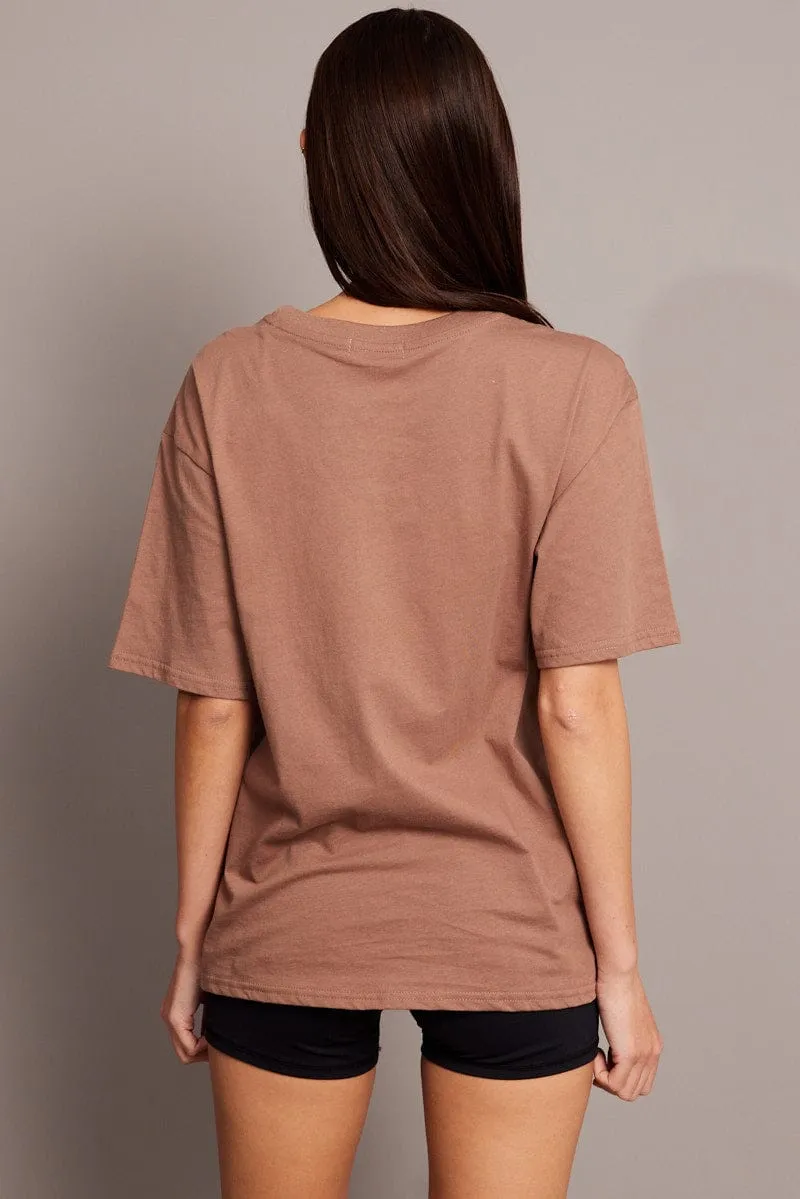 Cozy Wear Brown Graphic Tee Short Sleeve