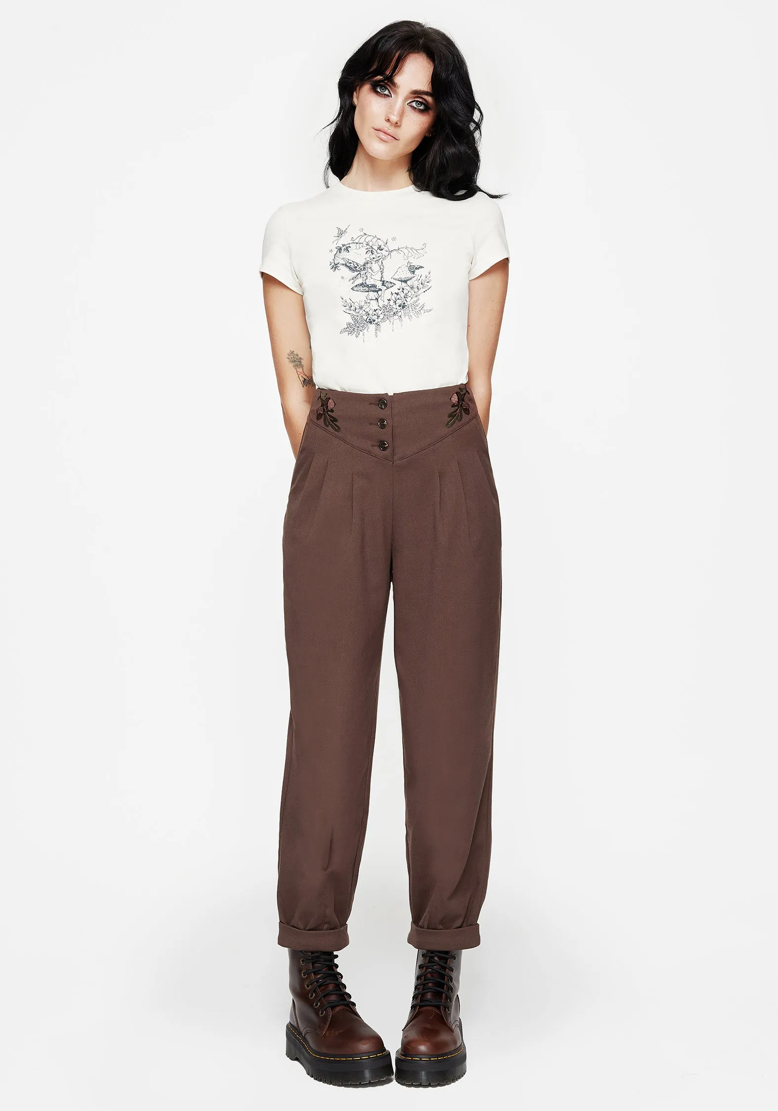Marwood Acorn Embroidered Button Up Waist Balloon Trouser Flexible Gusset Design