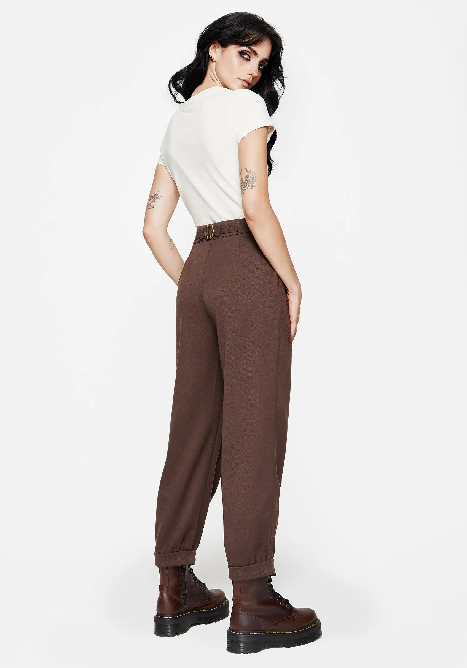 Marwood Acorn Embroidered Button Up Waist Balloon Trouser Casual Style