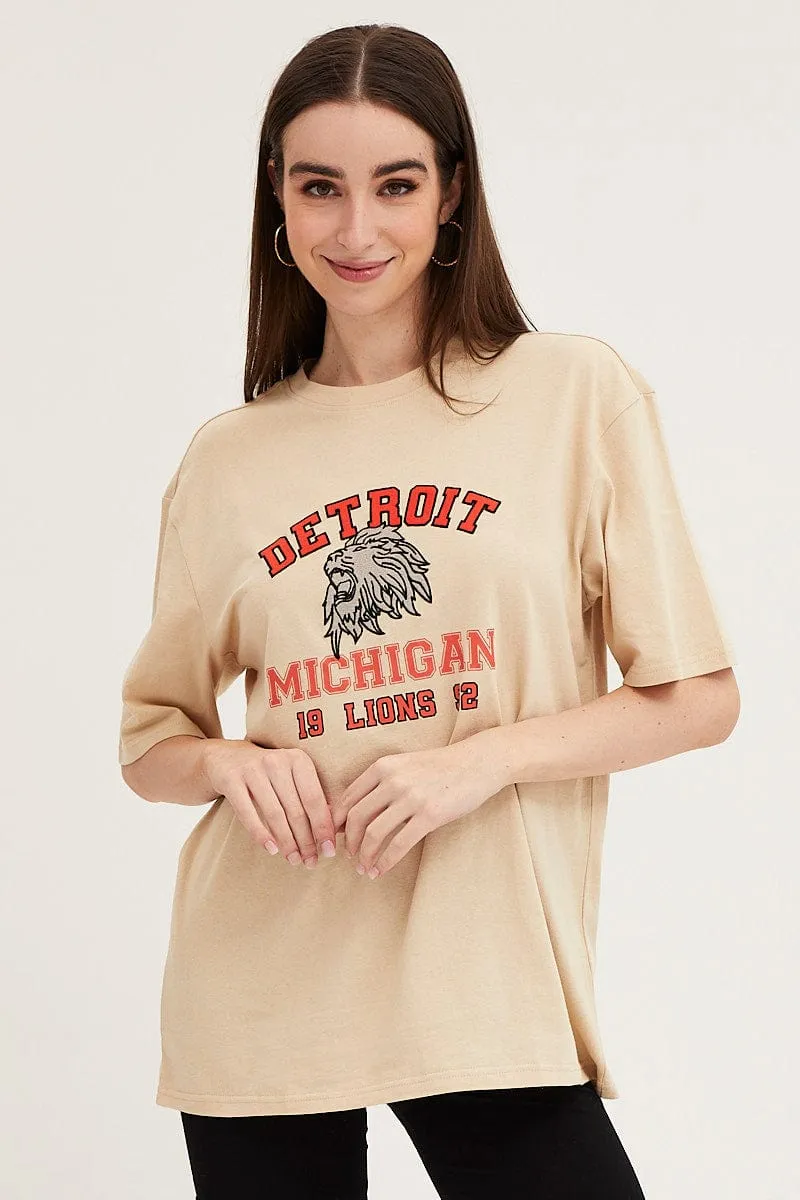 Beige Oversized T Shirt Quality Comfort