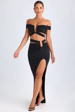 Young adult Asymmetric Cut-Out Maxi Skirt in Black