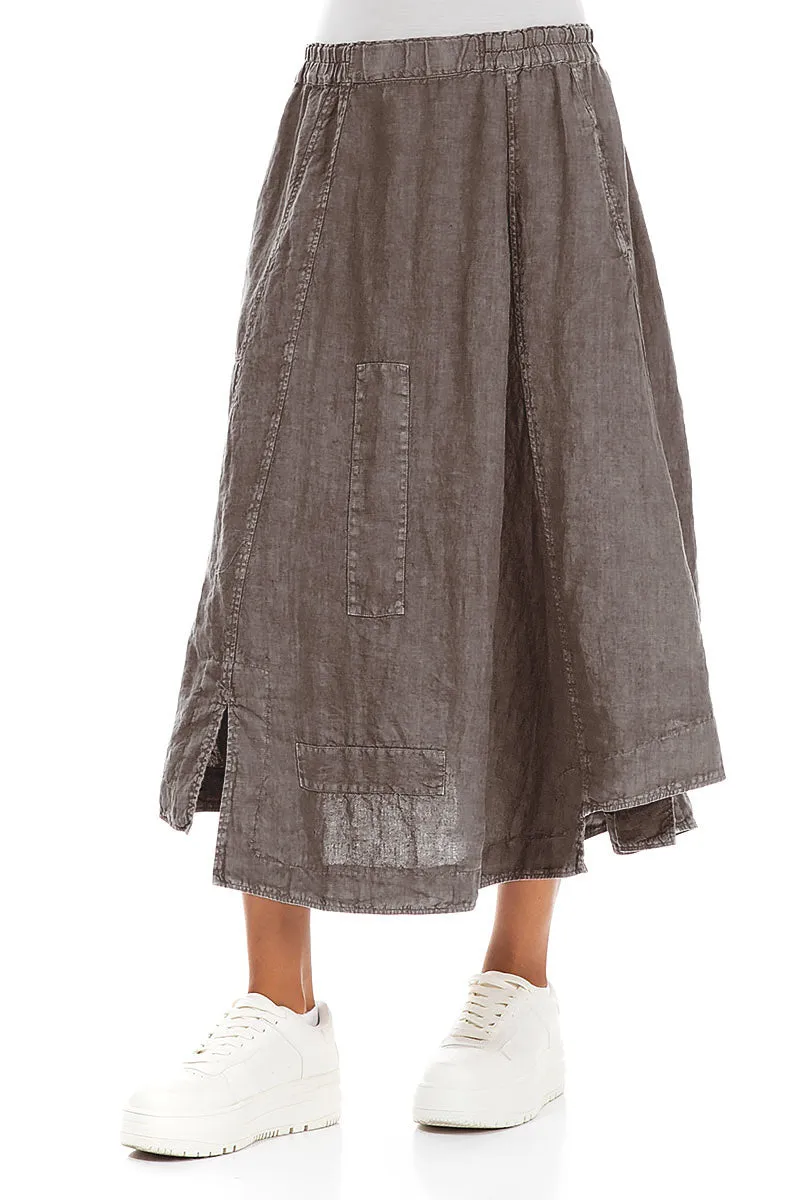 Flared Off-Dye Truffle Linen Skirt Simple Motion Luxury Finish