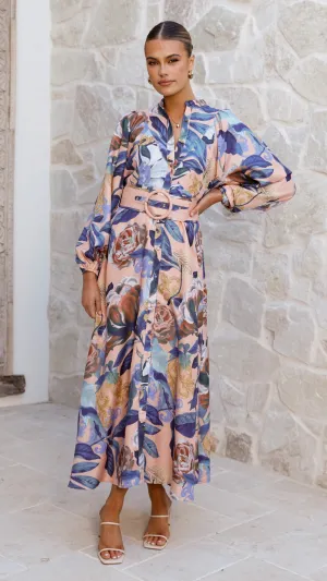 This dress creates a flattering silhouette while remaining breathable and comfortable Effortless chic full-length dress Carmal Long Sleeve Maxi Dress - Donatella Rosa