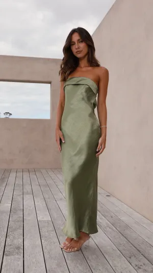 Tide Glow Bold printed floor dress Gisele Maxi Dress - Olive