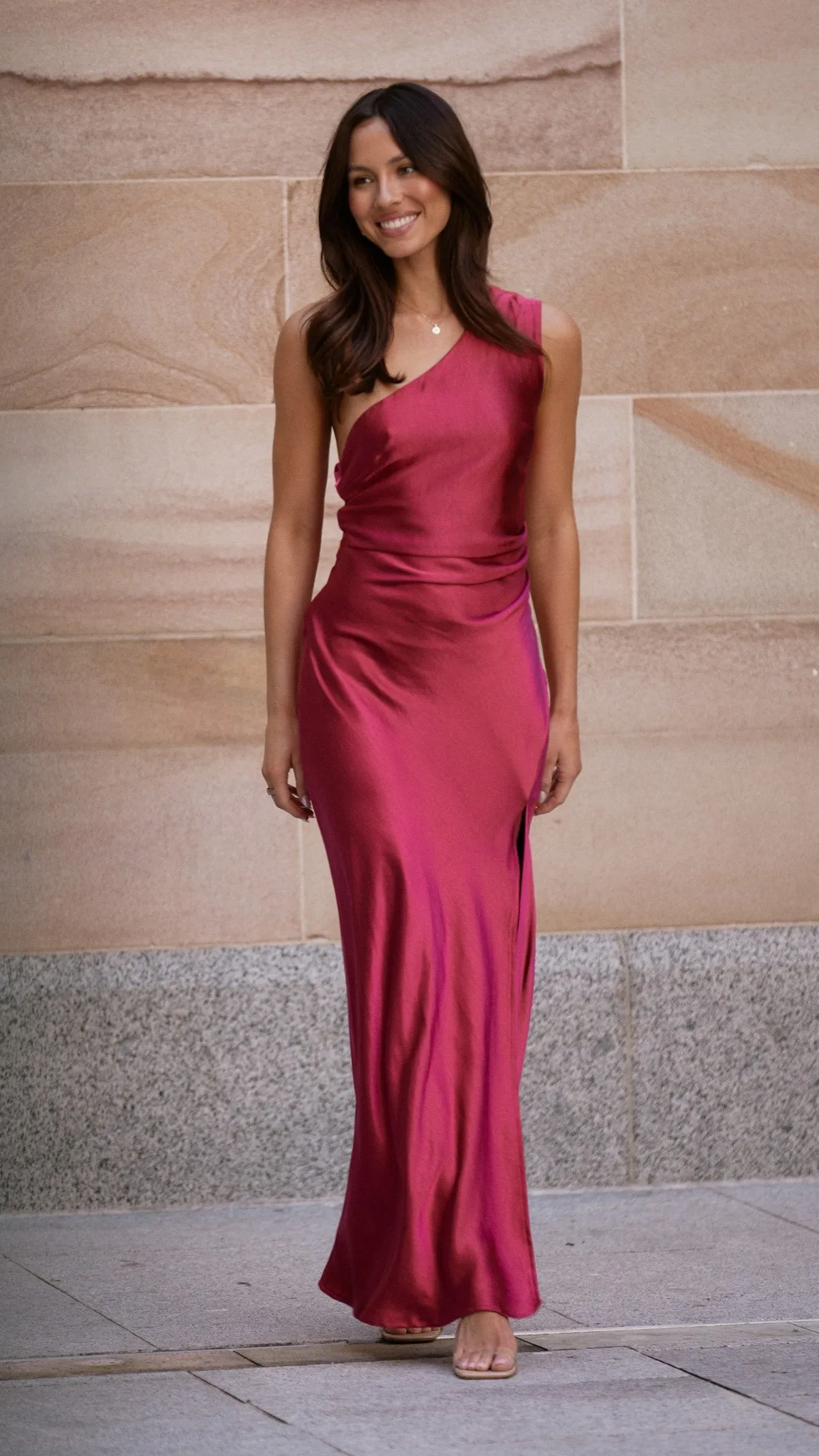 With its simple and clean design this dress makes a chic statement wherever you go Island Edge Victoria Maxi Dress - Wine