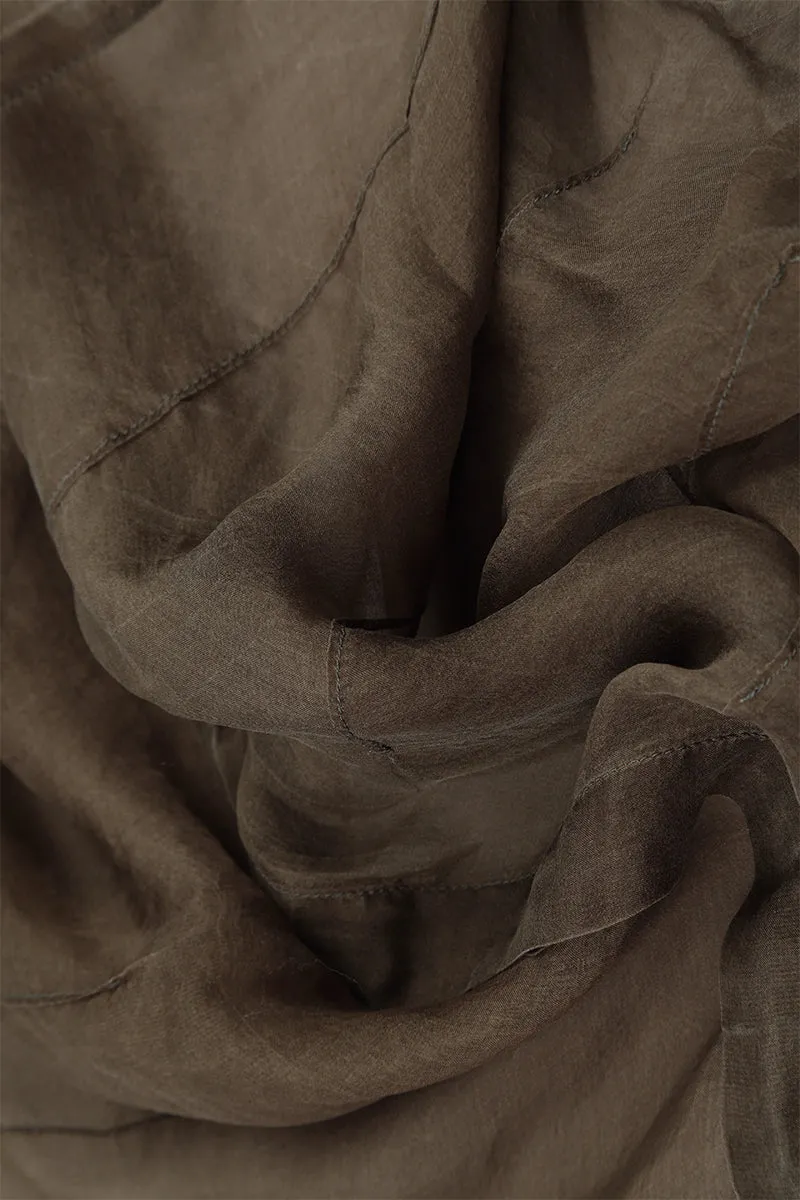 Neat Finish Simple Look Ruffled Silver Sage Silk Chiffon Skirt