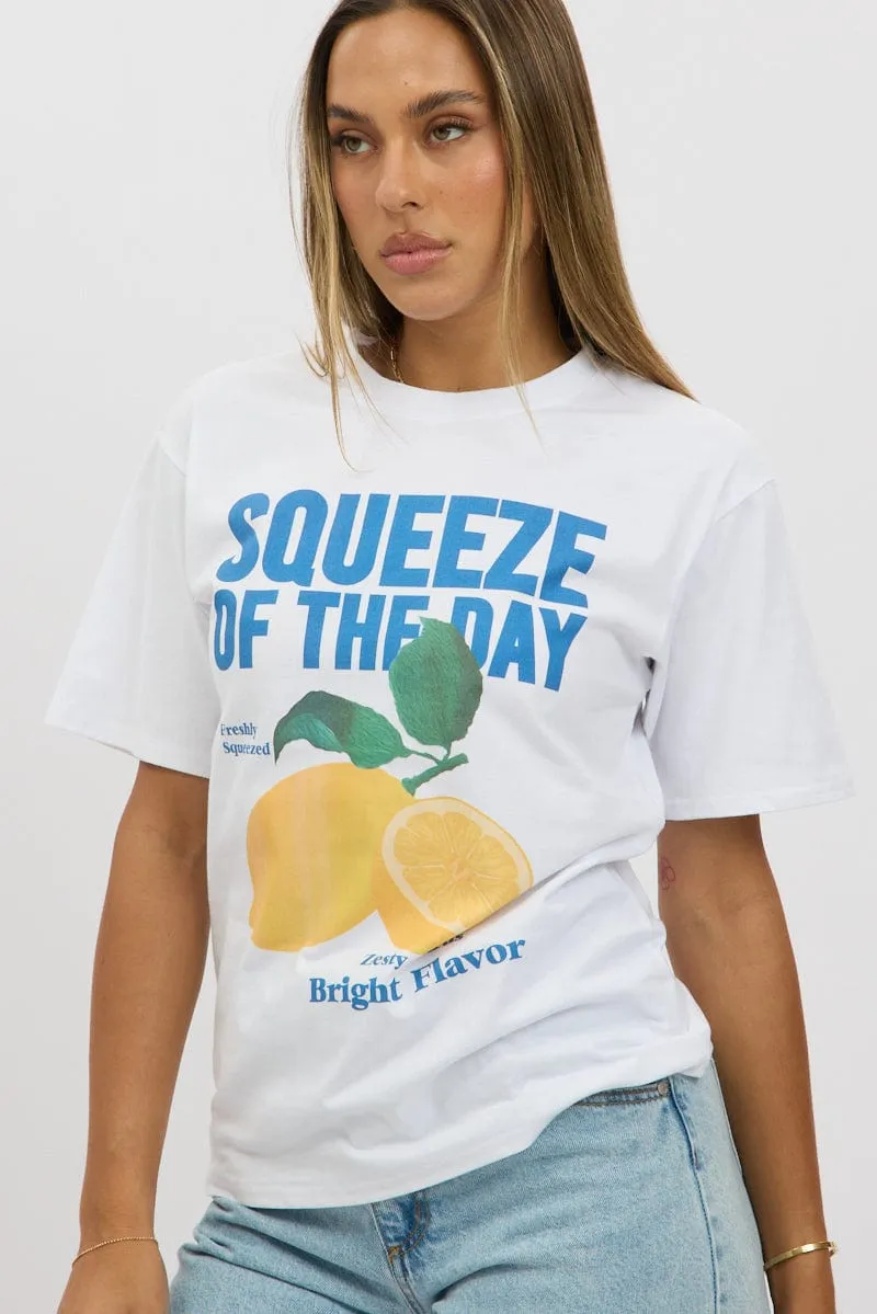 Relaxed Vibe All-Season Wear White Graphic Tee Short Sleeve