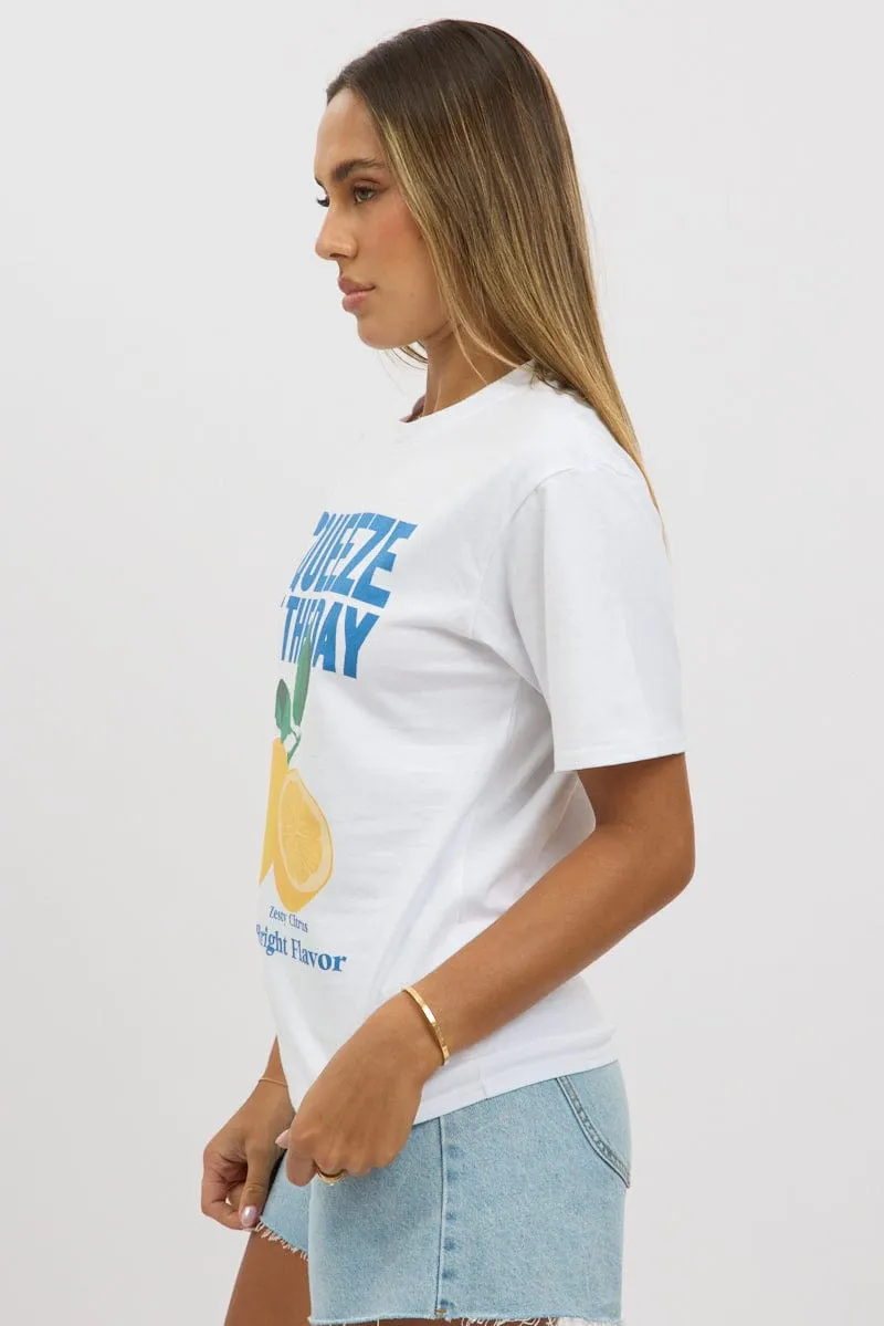 Versatile Comfort Style White Graphic Tee Short Sleeve