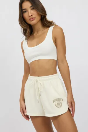 Wrinkle Resistant Finish Warm Layers White Track Shorts Mid Rise